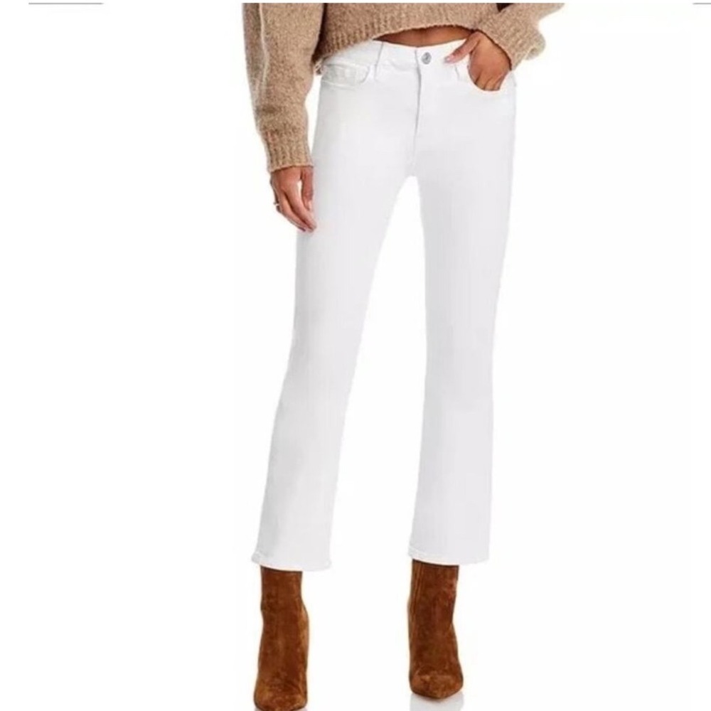 Edwin Cassia High Rise Flare Jeans White Cropped Denim Size 28